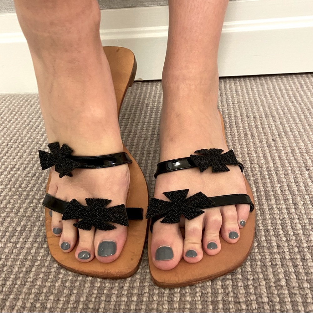 Black two strap sandals